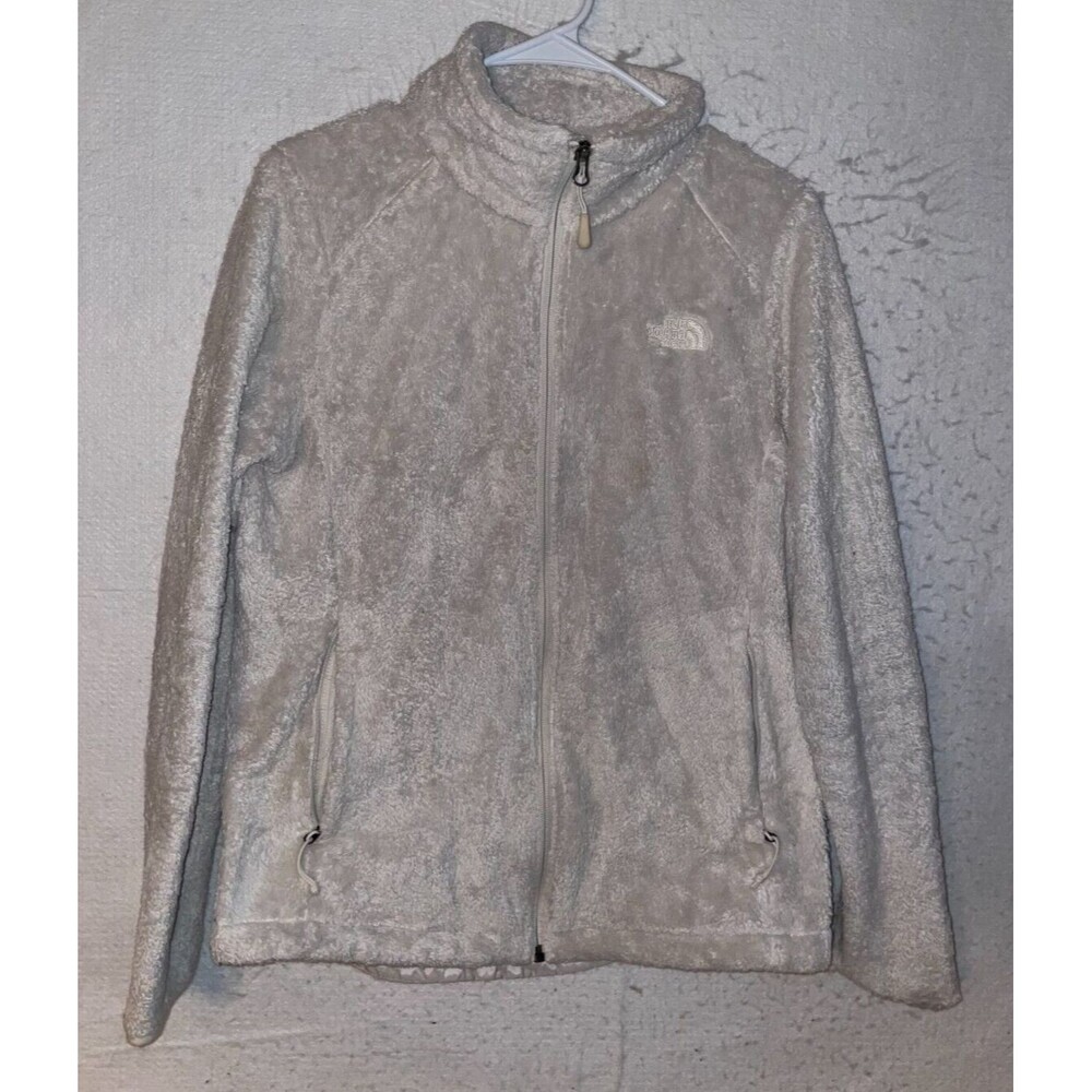 The North Face Womens Jacket Pullover Full Zip M Osito Furry Fuzzy Fleece White
